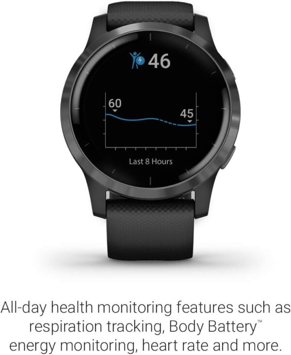 Garmin Vivoactive 4, GPS Smartwatch, Features Music, Body Energy Monitoring, Animated Workouts, Pulse Ox Sensors and More, Black - Image 4