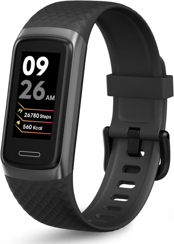 OCTANDRA Active 2 VeryFit Fitness Tracker Heart Rate SpO2 Blood Oxygen Saturation Sleep Monitor Step Counter Pedometer IP68 Waterproof Activity Running Smart Watches for Men Women (ID155) (Black)