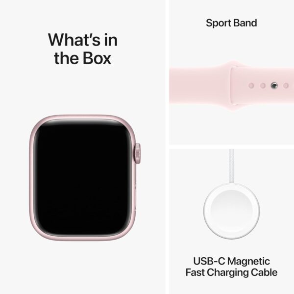 Apple Watch Series 9 [GPS + Cellular 45mm] Smartwatch with Pink Aluminum Case with Pink Sport Band S/M. Fitness Tracker, Blood Oxygen & ECG Apps, Always-On Retina Display - Image 6