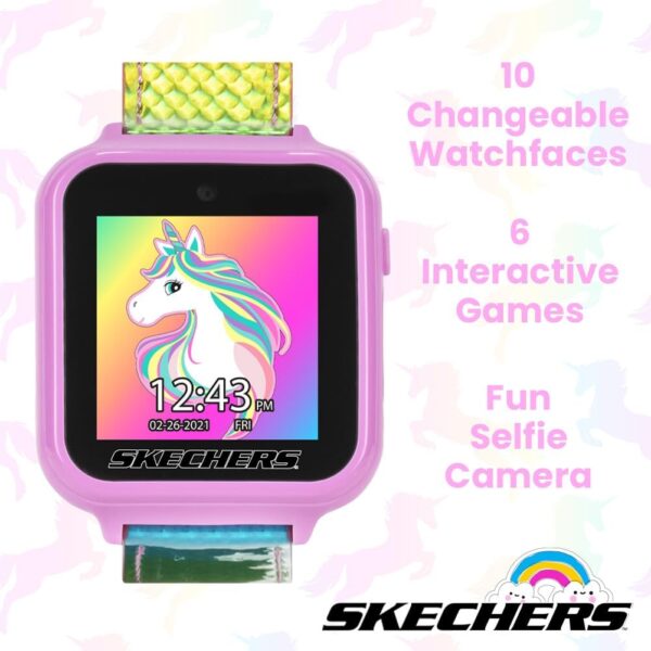 Skechers Kids Smart Watch with Rainbow Iridescent Strap, Games, Camera, & Fitness Tracker – Fun & Colorful Digital Watch with Touchscreen, Alarm, and Step Counter, Perfect for Everyday Wear and Play - Image 4