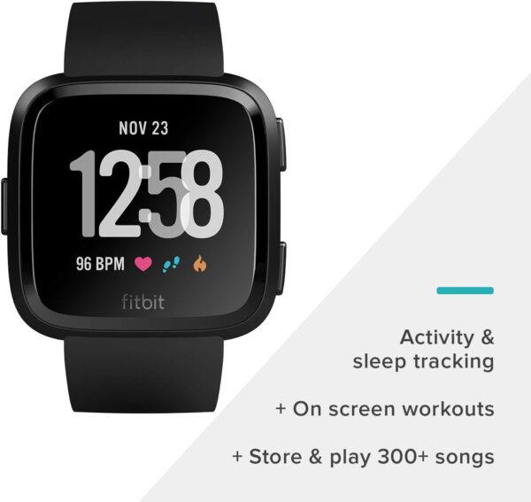 Fitbit Versa Smart Watch, Black/Black Aluminium, One Size (S & L Bands Included) - Image 2