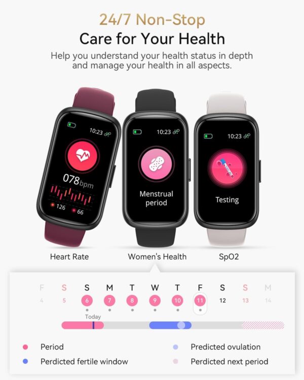 Fitness Tracker, 4 Bands Fitness Watch for Men/Women, Smart Watch with 24/7 Heart Rate/SpO2/Sleep Monitor, IP68 Health & Fitness Tracker Watch for Android/iOS Phones, Activity Tracker with Step Count - Image 4