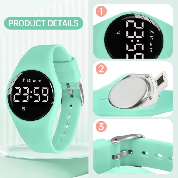 Kids Watch, Digital Watch for Girls Boys, Sport Watch with Alarm Clock, Stopwatch, Waterproof Fitness Tracker with No App for Ages 5-12 Children (YB-Green) - Image 5