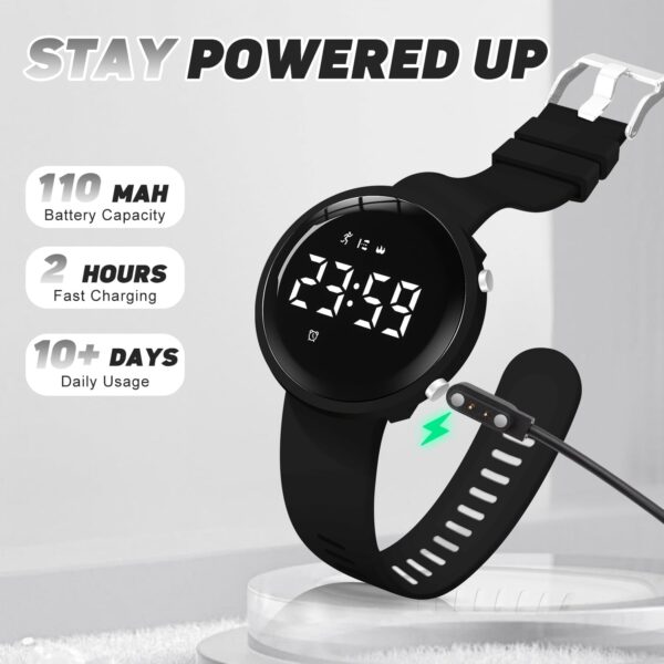 Kids Watch Activity Fitness Tracker Calories Step Counter Pedometer Watch for Kids Sport Digital Chronograph Silicone Strap Waterproof 2 Alarm Clocks Children Watch Reloj - Image 3