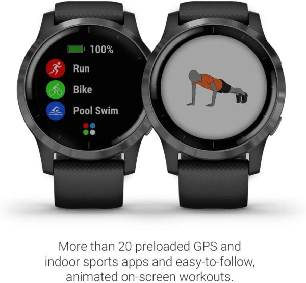 Garmin Vivoactive 4, GPS Smartwatch, Features Music, Body Energy Monitoring, Animated Workouts, Pulse Ox Sensors and More, Black - Image 6