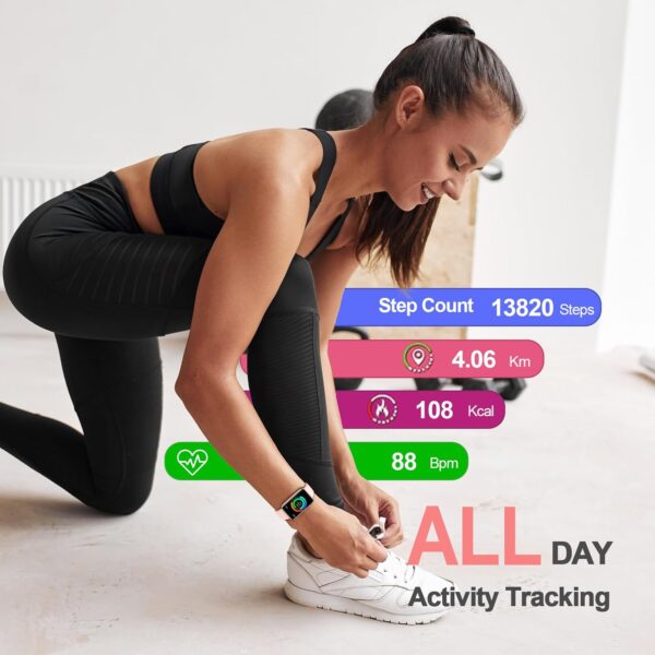 Health Fitness Tracker 2024 with 24/7 Heart Rate, Blood Oxygen, Blood Pressure, Sleep Tracker, IP68 Waterproof Activity Trackers with Step Tracker, Pedometer (S & L Bands Included) - Image 2