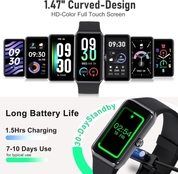 Fitness Tracker with 24/7 Heart Rate,Blood Pressure Sleep Tracking,104 Sports Modes Calories Smart Watch,IP68 Waterproof Step Counter Activity Trackers Pedometer for Android&iPhone Women Men (Black) - Image 6