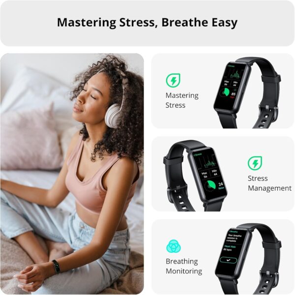 AKAGEAR Fitness & Activity Tracker with Sleep and Blood Oxygen Monitoring, 24/7 Heart Rate Stress Index and Respiratory Training 1.58 - Image 4