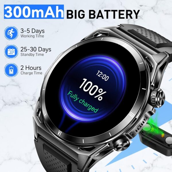 Military Smart Watch for Men 1.43” AMOLED Always On Display Tactical Smart Watch 300mAh Battery Fitness Tracker with Heart Rate Sleep Monitor Rugged Smartwatch for iPhone Android (Black) - Image 6