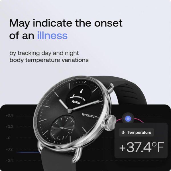 Withings ScanWatch 2 - Hybrid Smart Watch, Heart Rate Monitoring, Fitness Tracker, Cycle Tracker, Sleep Monitoring, GPS Tracker, 30-Day Battery Life, Android & Apple Compatible, HSA/FSA - Image 4