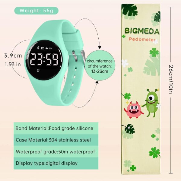 Kids Watch, Digital Watch for Girls Boys, Sport Watch with Alarm Clock, Stopwatch, Waterproof Fitness Tracker with No App for Ages 5-12 Children (YB-Green) - Image 6