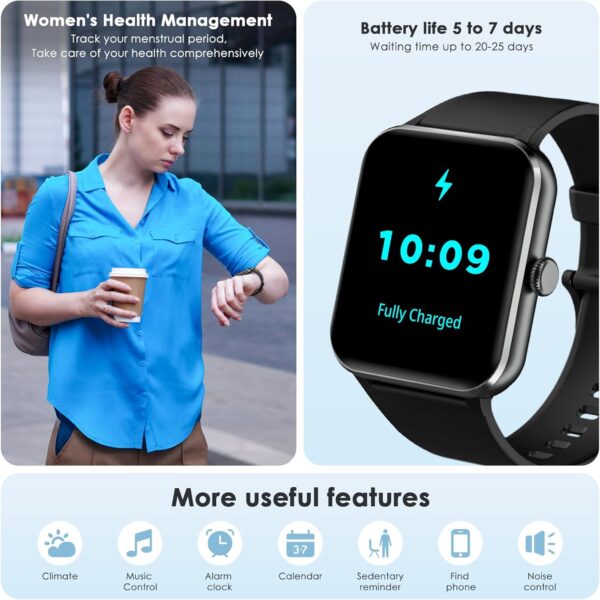 Fitness Tracker 2024 (Answer/Make Call),Smart Watch with 24/7 Heart Rate Blood Oxygen Monitor,Sleep Tracker,100+ Sports Modes,Pedometer,IP68 Waterproof Activity Trackers for Android&iPhone Women Men - Image 6