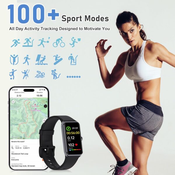 Fitness Tracker with 24/7 Heart Rate,Blood Pressure Sleep Tracking,104 Sports Modes Calories Smart Watch,IP68 Waterproof Step Counter Activity Trackers Pedometer for Android&iPhone Women Men (Black) - Image 5