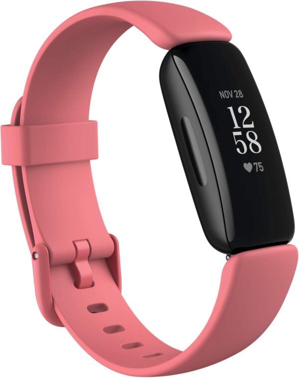 Fitbit Inspire 2 Health & Fitness Tracker with a Free 1-Year Premium Trial, 24/7 Heart Rate, Black/Rose, One Size (S & L Bands Included) (Renewed)