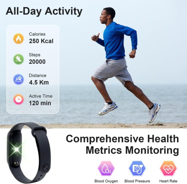 Fitness Tracker Watch, 7-Day Battery Life, Pedometer, Blood Oxygen, Heart Rate, Sleep & Stress Monitoring, Waterproof, Stopwatch, Remote Photo Taking, Activity Tracker for Men and Women - Image 4