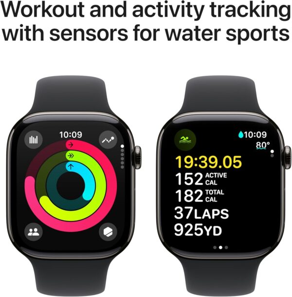 Apple Watch Series 10 [GPS + Cellular 46mm case] Smartwatch with Slate Titanium Case with Black Sport Band - M/L. Fitness Tracker, ECG App, Always-On Retina Display, Water Resistant - Image 5