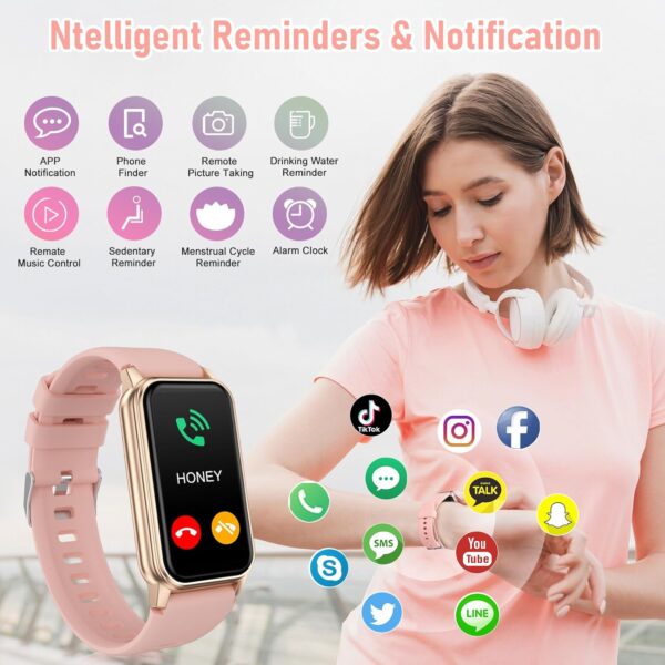 Health Fitness Tracker, Smart Watch with 24/7 Heart Rate Blood Oxygen Blood Pressure Sleep Monitor, IP68 Waterproof Step Calorie Counter Pedometer Activity Trackers for Android&iPhone Women Men Pink - Image 4