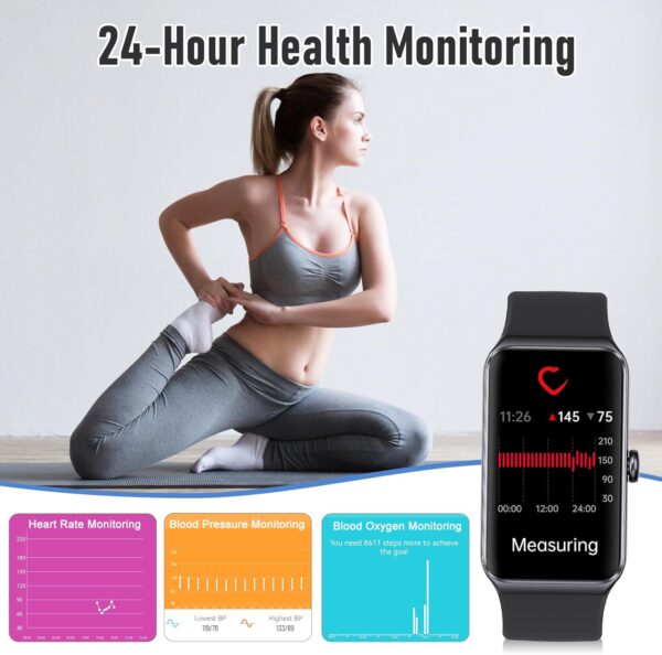 Fitness Tracker with 24/7 Heart Rate,Blood Pressure Sleep Tracking,104 Sports Modes Calories Smart Watch,IP68 Waterproof Step Counter Activity Trackers Pedometer for Android&iPhone Women Men (Black) - Image 2