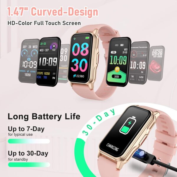 Health Fitness Tracker, Smart Watch with 24/7 Heart Rate Blood Oxygen Blood Pressure Sleep Monitor, IP68 Waterproof Step Calorie Counter Pedometer Activity Trackers for Android&iPhone Women Men Pink - Image 5