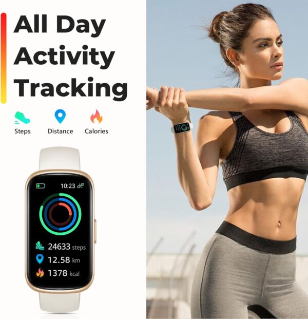 Fitness Tracker Watch with Heart Rate Monitor, Smart Watch for Women Men, 3ATM Waterproof Watches Women, Sleep Monitor, Calorie Tracker, Step Tracker, Step Counter Watch - Image 2