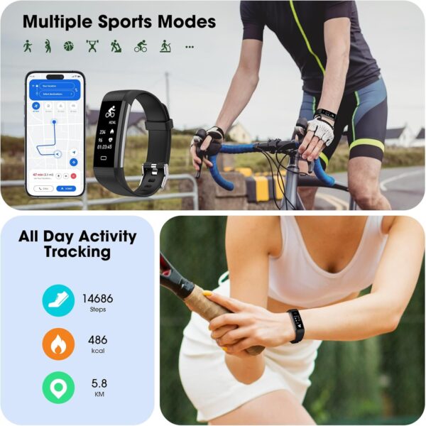 Stiive Fitness Tracker with Heart Rate Sleep Monitor, Daily IP68 Waterproof Activity Tracker with Pedometer Watch, Health Tracker Calories & Step Counter, Fitness Watch for Women Men - Image 3