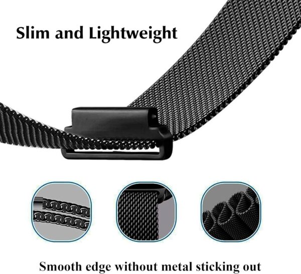 19mm Mesh Loop Bands Compatible with ID205L Veryfitpro Smart Watch and ID205 ID205G ID205U ID205S ID215G, No Buckle Design, Magnetic Adjustable Stainless Steel Replacement Straps for Women Men, Black - Image 5