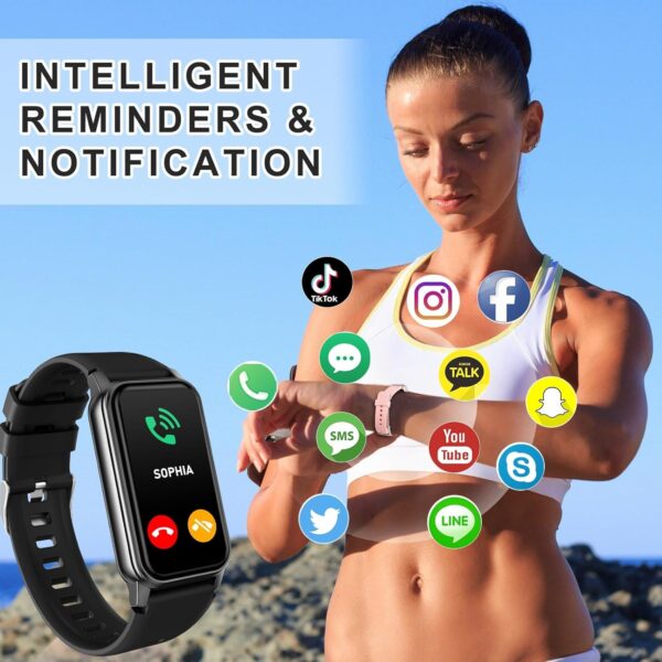 Fitness Tracker with 24/7 Heart Rate, Sleep Blood Oxygen Blood Pressure, 120+ Sports Modes Smart Watch, Step Calorie Counter Pedometer Health Activity Trackers IP68 Waterproof for Women Men - Image 5